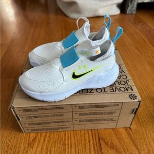 Nike White and Blue Slip-On Sneakers with Strap